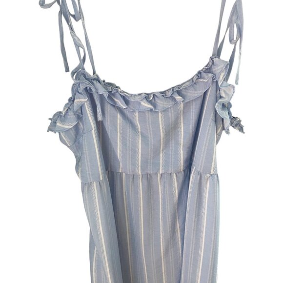 BCBG Paris Top Lined Blue & White Striped Dress Size XXL Tie Straps Side Pockets - Picture 4 of 12